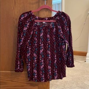 Wine colored floral blouse